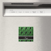 Individuelle Name, grüner Glitzer Magnet (In Situ (Geschirrspüler))