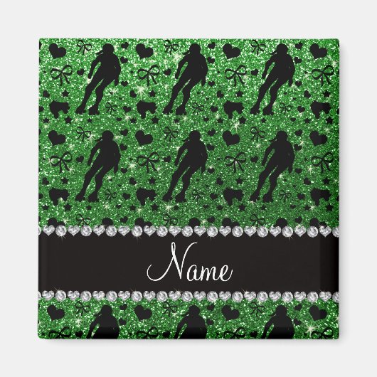 Individuelle Name, grüner Glitzer Magnet (Vorne)