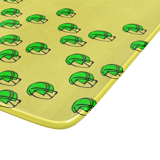 Individuelle Name-Grünfußballhelm gelb Schneidebrett (Ecke)