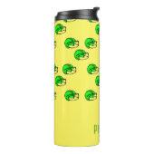 Individuelle Name-Grünfußballhelm gelb Thermosbecher (Nach links gedreht)