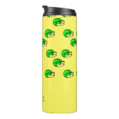 Individuelle Name-Grünfußballhelm gelb Thermosbecher (Nach rechts gedreht)
