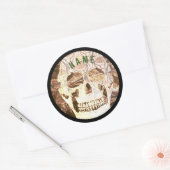 INDIVIDUELLE NAME GRUNGE SKULL ROUND STICKER (Umschlag)