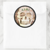 INDIVIDUELLE NAME GRUNGE SKULL ROUND STICKER (Tasche)