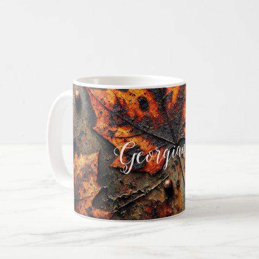 Individuelle Name Grungy Autumnal Industrielle Blä Kaffeetasse (Vorderseite Links)