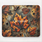 Individuelle Name Grungy Autumnal Industrielle Blä Mousepad (Vorne)
