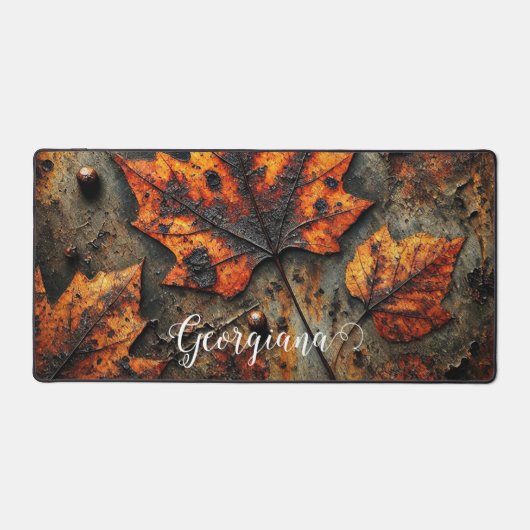 Individuelle Name Grungy Autumnal Industrielle Blä Schreibtischunterlage (Vorderseite)
