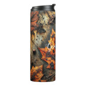 Individuelle Name Grungy Autumnal Industrielle Blä Thermosbecher (Nach links gedreht)