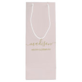 Individuelle Name Gruß Chic Gold Script Blush Pink Geschenktüte Für Weinflaschen (Rückseite)