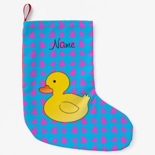 Individuelle Name Gummidusche blaue Rosa Bäume Kleiner Weihnachtsstrumpf