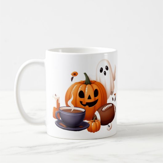 Individuelle Name, Halloween-Geist, Fußball Kaffeetasse (Links)