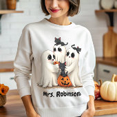 Individuelle Name Halloween Ghost Cats Sweatshirt