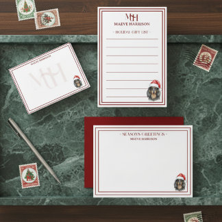 Individuelle Name Hand gezogene Dackel Weihnachtsm Mitteilungskarte