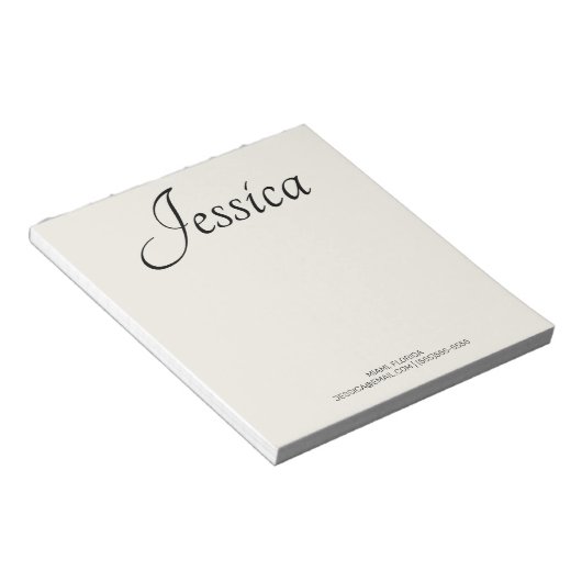 Individuelle Name Handgeschriebene Skriptkontaktin Notizblock (angewinkelt)