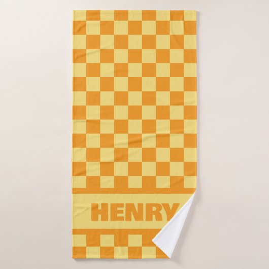 Individuelle Name-Handtuch mit gelben und orangefa Badehandtuch (Badehandtuch)