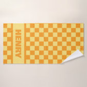 Individuelle Name-Handtuch mit gelben und orangefa Badehandtuch (Badehandtuch)