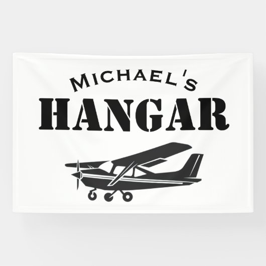 Individuelle Name Hangar Cessna Flugzeugpilot Avia Banner (Horizontal)