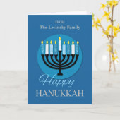 Individuelle Name Hanukkah Menorah auf Dunkelblau Karte (Gelbe Blume)
