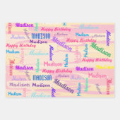 Individuelle Name Happy Birthday Girl's Gift Pink Geschenkpapier Set (Vorderseite 3)
