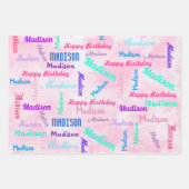 Individuelle Name Happy Birthday Girl's Gift Pink Geschenkpapier Set (Vorderseite)
