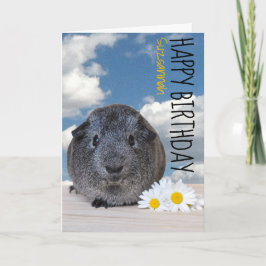 Individuelle Name Happy Birthday Guinea Pig White  Karte