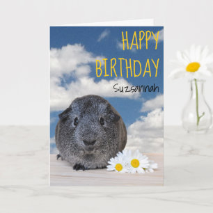 Individuelle Name Happy Birthday Guinea Pig White Karte