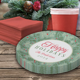 Individuelle Name Happy Holidays Papierplatte Pappteller