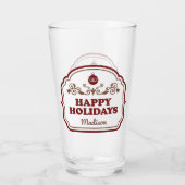 Individuelle Name Happy Holidays Pint Glas (Rückseite)