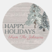 Individuelle Name Happy Holidays Wasserfarben Slat Runder Aufkleber (Vorderseite)