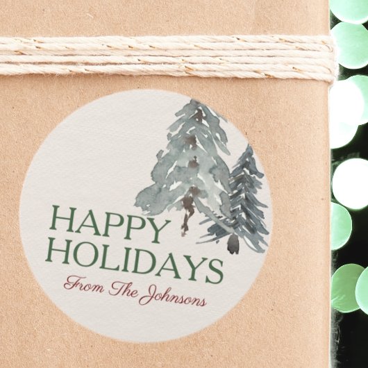 Individuelle Name Happy Holidays Wasserfarbene Pin Runder Aufkleber