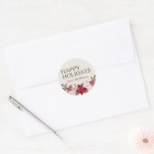 Individuelle Name Happy Holidays Watercolor Poinse Runder Aufkleber (Umschlag)