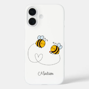 Individuelle Name Happy Liebe Bees iPhone 16 Hülle