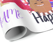 INDIVIDUELLE NAME HAPPY MONSTER BIRTHDAY WRAPPING GESCHENKPAPIER (Rolleneckpunkt)