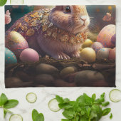 Individuelle Name Happy Osterfest Bunny mit Ostere Geschirrtuch (Gefaltet)