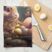 Individuelle Name Happy Osterfest Bunny mit Ostere Geschirrtuch (Viertel Falte)