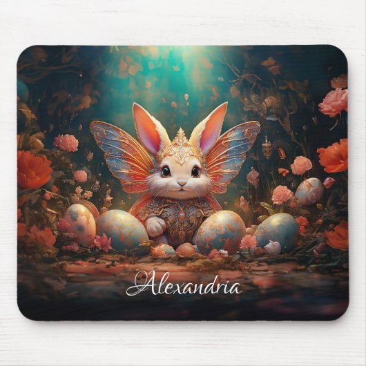 Individuelle Name Happy Osterfest Bunny mit Ostere Mousepad (Vorne)