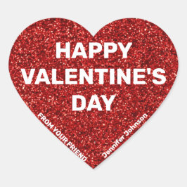 Individuelle Name Happy Valentine's Day Roter Glit Herz-Aufkleber