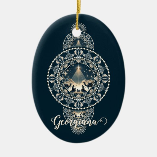 Individuelle Name Heiliger Star des Wunders Orname Keramik Ornament (Vorne)