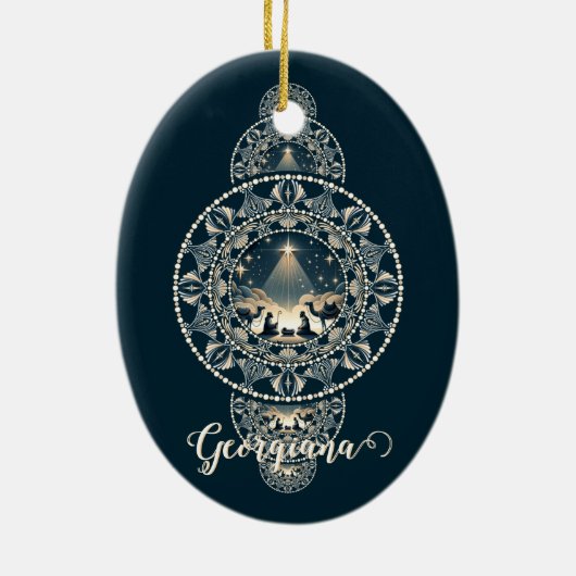 Individuelle Name Heiliger Star des Wunders Orname Keramik Ornament (Hinten)