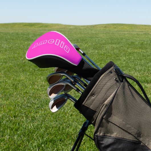 Individuelle Name Heiß rosa Einfach Golf Headcover (In SItu)