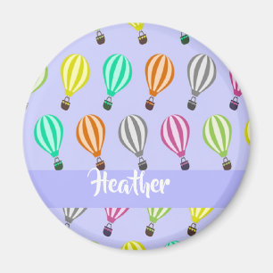 Individuelle Name Heißluftballon blau Magnet