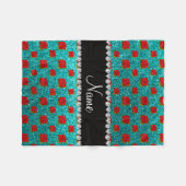 Individuelle Name hell Aqua Glitzer Rose Fleecedecke (Vorderseite (Horizontal))