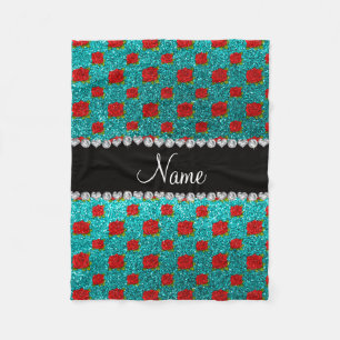 Individuelle Name hell Aqua Glitzer Rose Fleecedecke