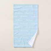 Individuelle Name hellblau, weißes Textmuster Badhandtuch Set (Handtuch)