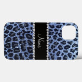 Individuelle Name hellblauer Glitzer Leopard Case-Mate iPhone Hülle (Rückseite (Horizontal))
