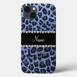 Individuelle Name hellblauer Glitzer Leopard Case-Mate iPhone Hülle