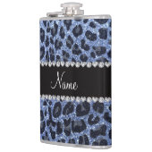 Individuelle Name hellblauer Glitzer Leopard Flachmann (Links)