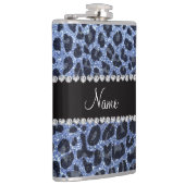 Individuelle Name hellblauer Glitzer Leopard Flachmann (Rechts)