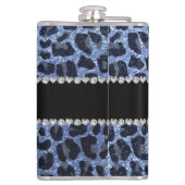 Individuelle Name hellblauer Glitzer Leopard Flachmann (Rückseite)