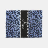Individuelle Name hellblauer Glitzer Leopard Fleecedecke (Vorderseite (Horizontal))