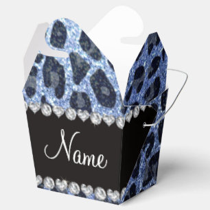 Individuelle Name hellblauer Glitzer Leopard Geschenkschachtel